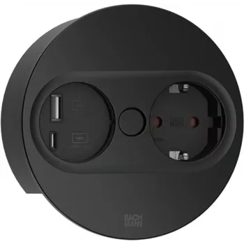 Pistikupesa tüüp F + USB A + USB C Bachmann 946.204 roostevaba teras