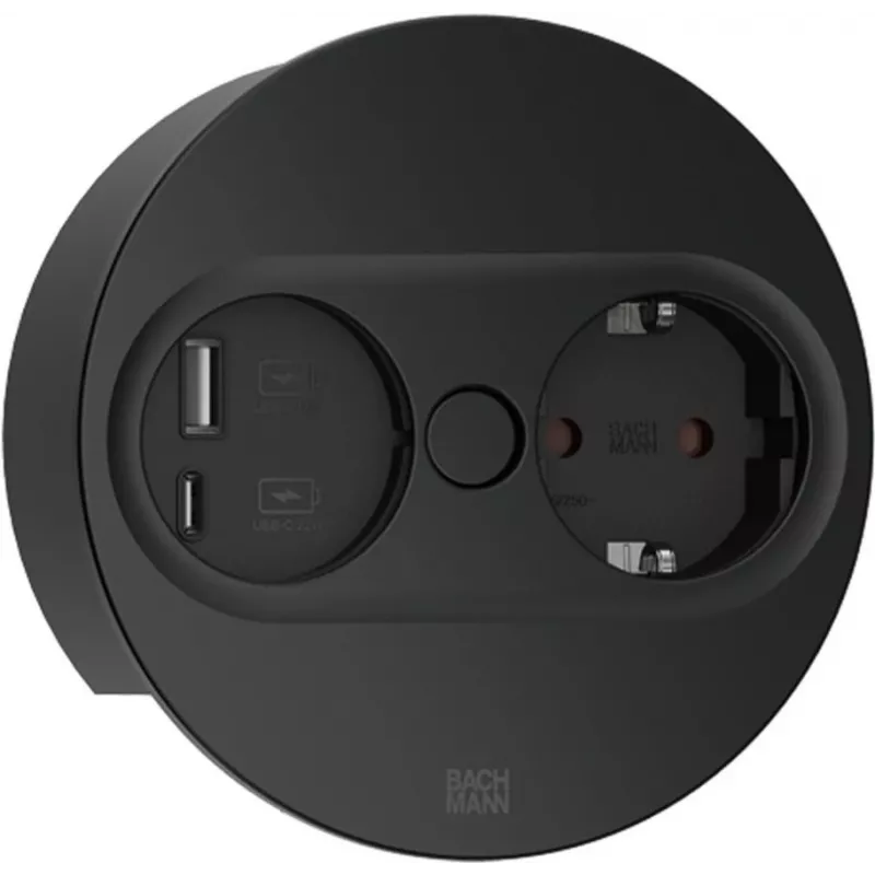 Pistikupesa tüüp F + USB A + USB C Bachmann 946.204 roostevaba teras