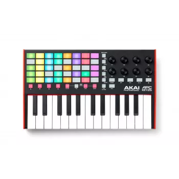 MIDI-kontroller AKAI APC Key 25 MK2 — 25 kiirustundlikku klahvi, 40 padja, RGB-taustvalgustus, 8 enkooderit, USB-toide