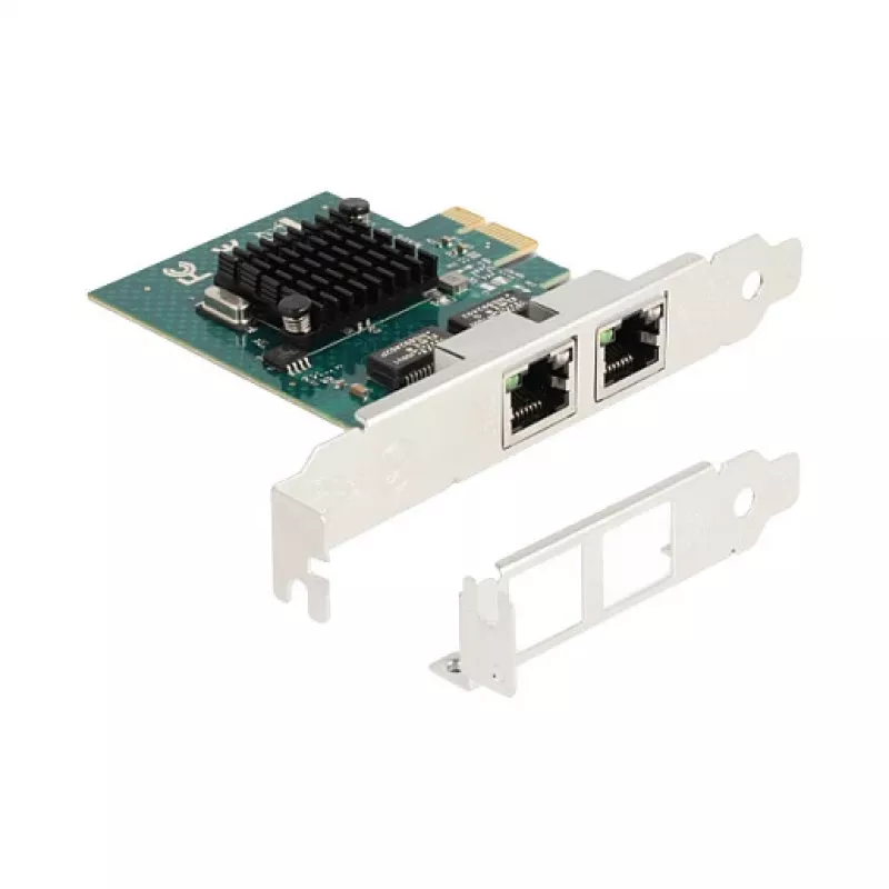 DeLOCK PCI Express x1 kaart 2 x RJ45 Gigabit LAN BCM hall
