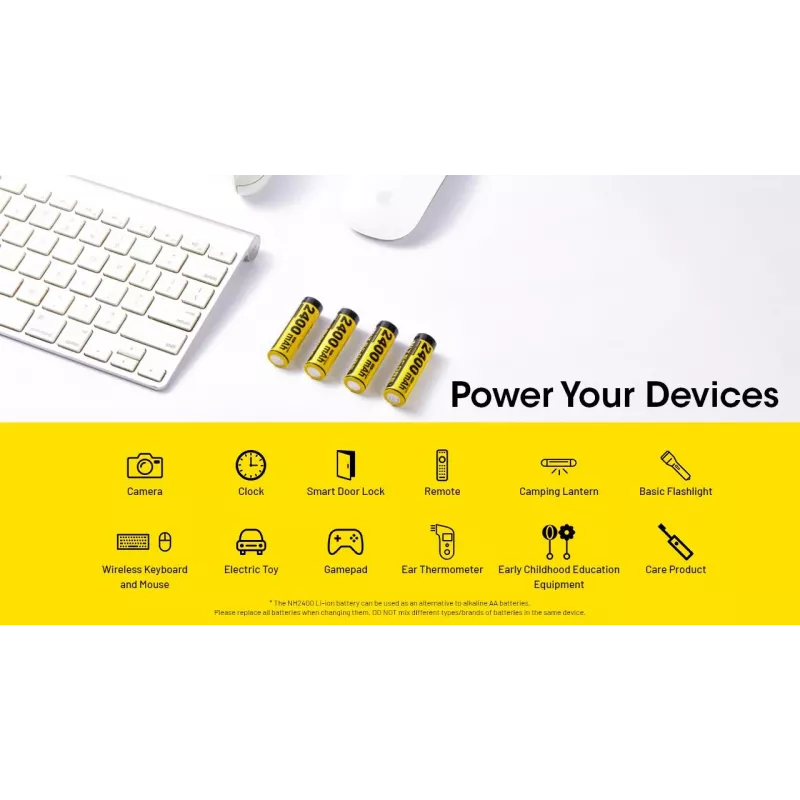 Taaslaetav Li-Ion AA 1,5 V akupakett Nitecore NH2400 2400 mAh — 4 tk pakend