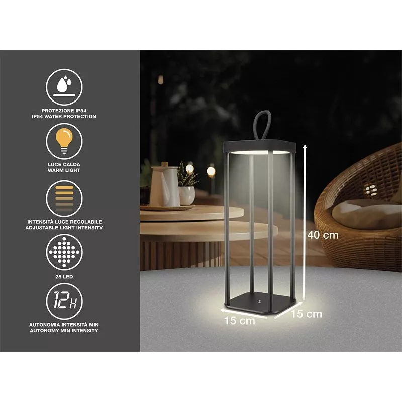 Laetav latern Beper P207ILI100 — must, kaasaskantav LED-valgustus