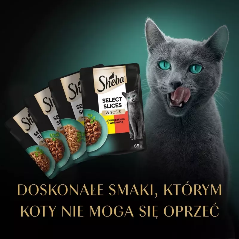 Märg kassitoit Sheba Moist, kotikesed 12×85 g (1020 g), kana ja lambaliha, täiskasvanud
