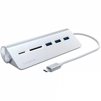 Satechi Type-C Alumiiniumist USB-jaotur ja kaardilugeja, hõbedane, ST-TCHCRS