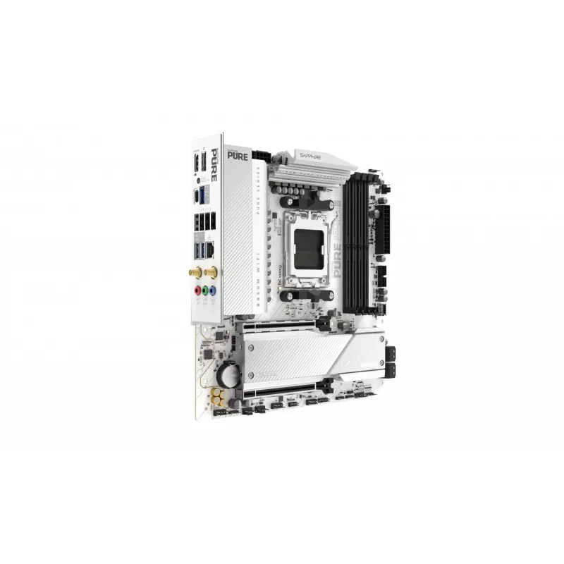 Emaplaat Sapphire PURE B850M WIFI Micro ATX — AMD B850, pesa AM5, DDR5 kuni 8000 MHz, 4 DIMM, Wi‑Fi 6, 2,5 Gb LAN, 2× M.2, PCIe 5.0 x16