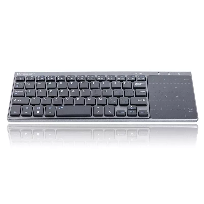 Juhtmevaba RF täissuuruses klaviatuur TRACER TRAKLA46934, QWERTY inglise, 2,4 GHz nano vastuvõtja, membraan, must/hall