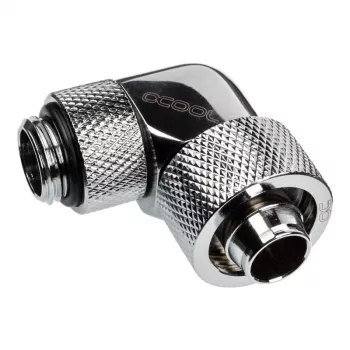 Alphacool Eiszapfen Connector 90 kraadi G1/4 toll AG kuni 16/10 mm - pööratav, kroomhõbedane