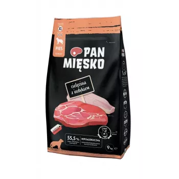 PAN MIĘSKO Vasikaliha kalkuniga (täiskasvanud) krõbedad XL - kuiv koeratoit - 9kg