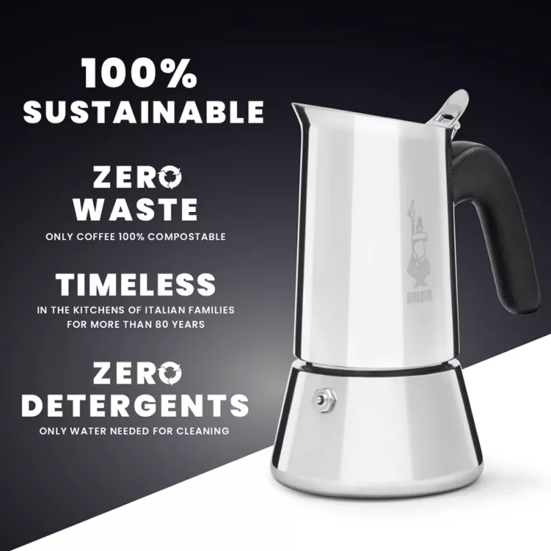Moka pot BIALETTI Venus box 0,1 L roostevaba teras, 2 tassi, polüpropüleenist käepide