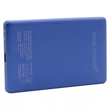 Akupank RealPower PB-5000 MAG 5000 mAh MagSafe-iga ühilduva juhtmevaba laadimisega, USB-C, 20 W väljund, sinine