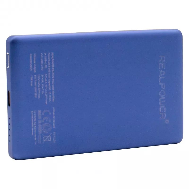 Akupank RealPower PB-5000 MAG 5000 mAh MagSafe-iga ühilduva juhtmevaba laadimisega, USB-C, 20 W väljund, sinine