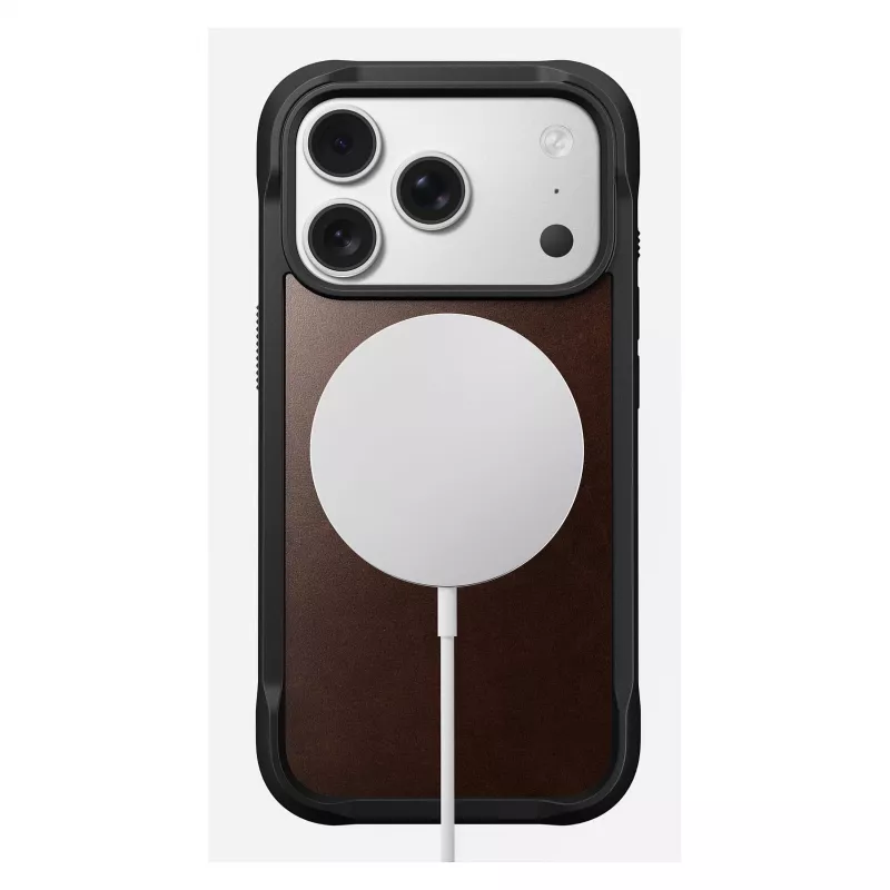 Mobiiltelefoni ümbris Nomad Rugged Leather ümbris iPhone 17 Pro, 6,3 tolli (16 cm), pruun, nahk/TPU/alumiinium