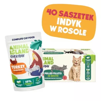 ANIMAL ISLAND kalkunilihaga puljongis kassitoit monopakk 40x85g
