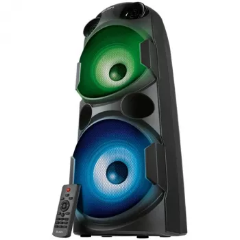 SVEN PS-750 2x40W; LED-ekraan; TWS; FM-raadio; AUX; USB/SD-kaardi tugi; Valgustus; Mikrofoni sisend (karaoke); Pult; Sisseehitatud ekvalaiser