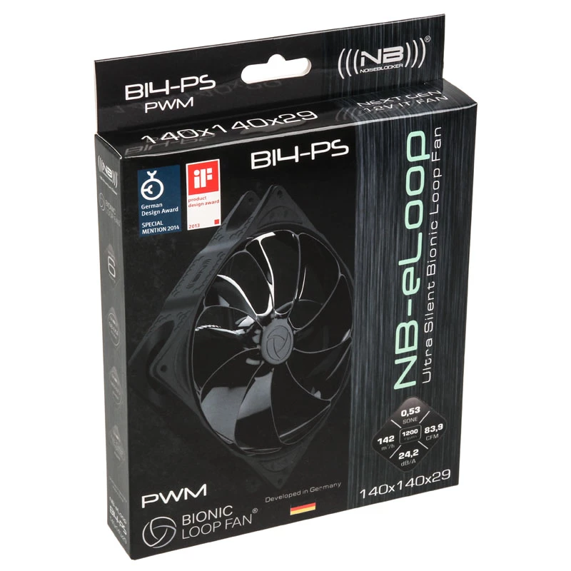 NOISEBLOCKER B14-PS-BL 140 mm korpuse ventilaator