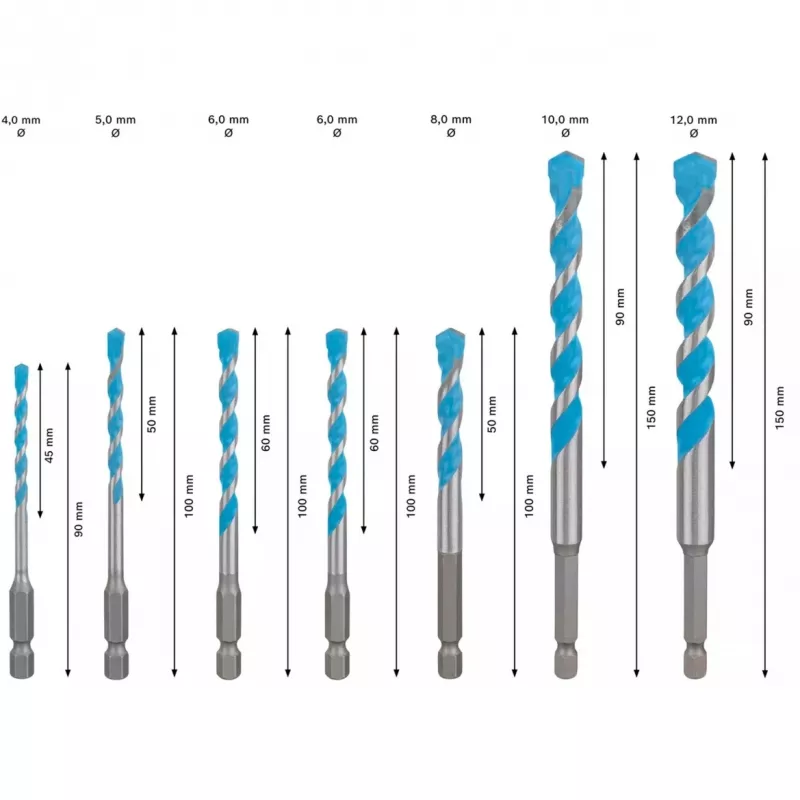 Puurikomplekt Bosch Expert HEX-9, 7 tk, suurused 4–12 mm, HEX-9 vars