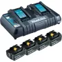 Makita DC18RD – akulaadija + aku 4 x – Li-Ion – 6 Ah – 108 Wh – 2 aku laadimine (199485-6)