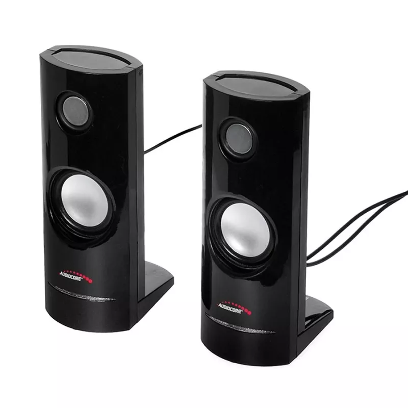 2-suunaline juhtmega arvutikõlar Audiocore AC860, 2.0 kanalit, 4 W RMS, USB-toide, 3,5 mm sisend, must