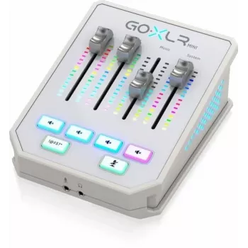 Audio Mixer TC-Helicon GO XLR Mini-WH valge — kompaktne USB vokaal-/liidesmikser striimimiseks