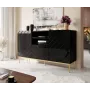 ABETO kummut peal kuldne terasraam 150x42x90 must/must läikiv