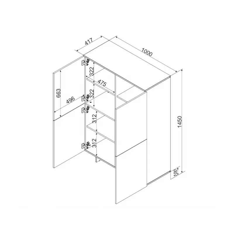 Cama 4D kummut ALMA 100x41.5xH145 kašmiir