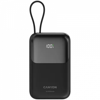 CANYON OnPower 101 sisseehitatud kaabliga 10000 mAh PD22.5W must