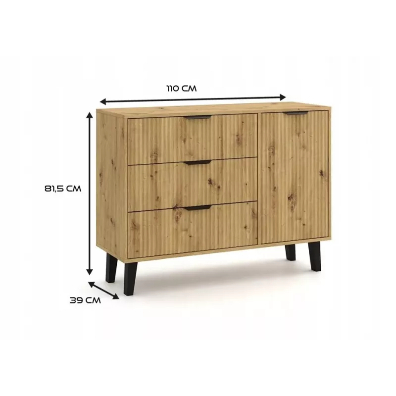 SCANDI 1D3S õhuke tamm ARTISAN kummut