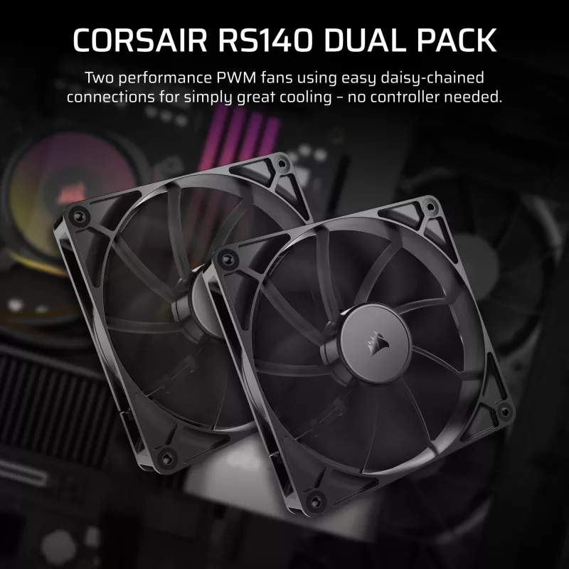 Corsair RS140 140mm korpuse ventilaator 2 tk komplekt Must