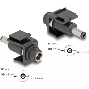DeLOCK Keystone'i moodul DC 5.5 x 2,5 mm emane/isane must