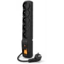 Pistikupesadega pikendusjuhe Acar F5 PRO liigpingekaitsega, 5 Type E pistikupesa, 1,5 m kaabel, 10 A, 2300 W, must