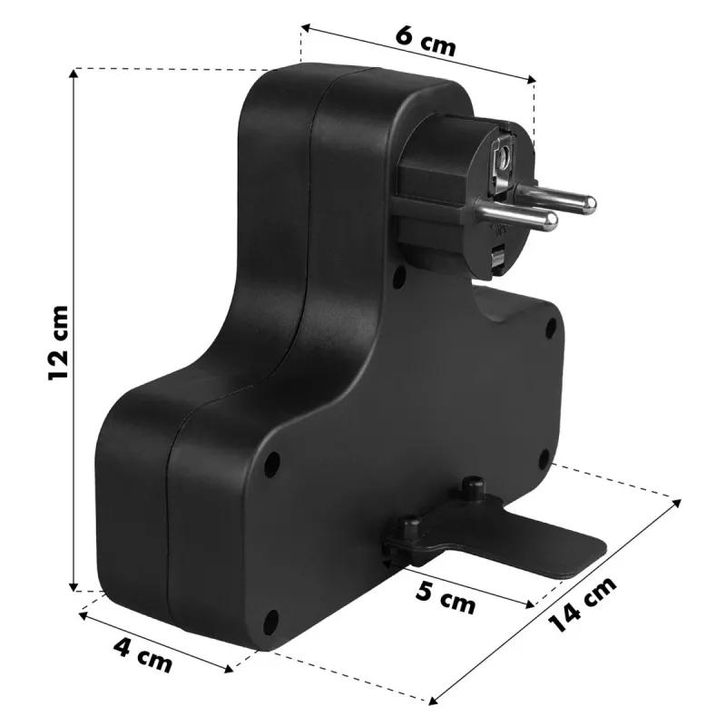 Maclean voolupistikupesa, neljakordne lülitiga, stabiliseeriva jalaga, tüüp E, 2x2,5A, 2x16A, MCE224 E/B