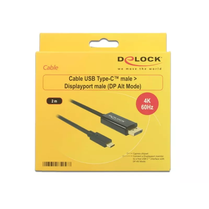 DeLOCK 85256 videokaabli adapter 2 m USB Type-C DisplayPort must