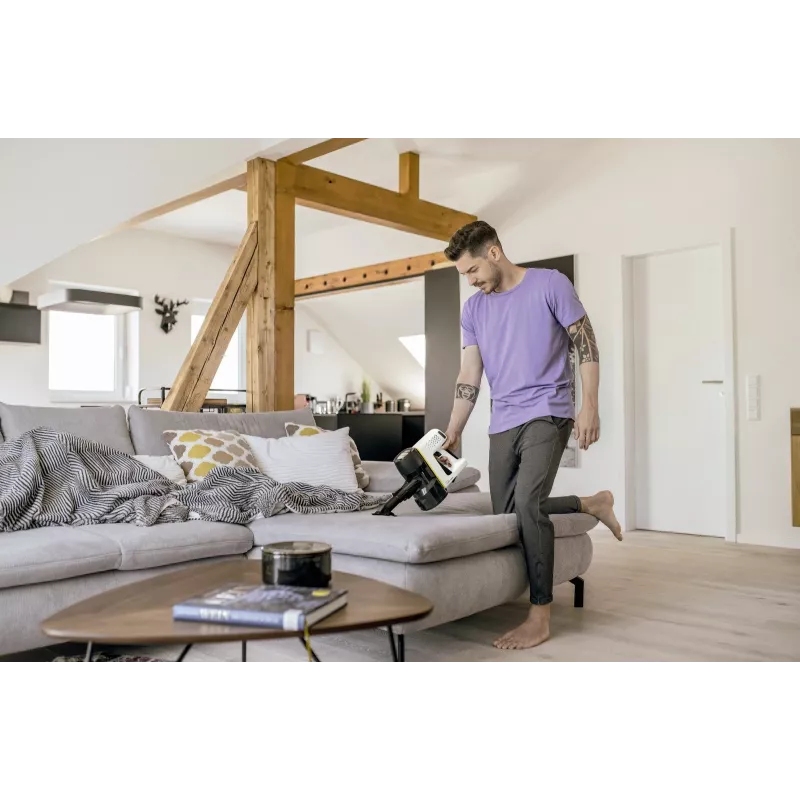 2-in-1 püsttolmuimeja Kärcher VC 4, kotita, juhtmeta 21.6 V Liitium-ioon, 30 min tööaeg, HEPA, 2 kiirust, kollane/must