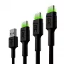 USB-C kaablikomplekt roheline Cell GC Ray — USB A to USB C 3 pikkust (30 cm, 120 cm, 200 cm), USB PD, 480 Mbps, 2.4 A, must