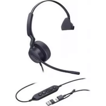 Yealink UH42 Mono 1308240 peakomplekt – USB-C/USB-A – monofooniline – mürasummutusega – 35 mm kõlar – lairibaheli – pööratav kõrvaklapp – must