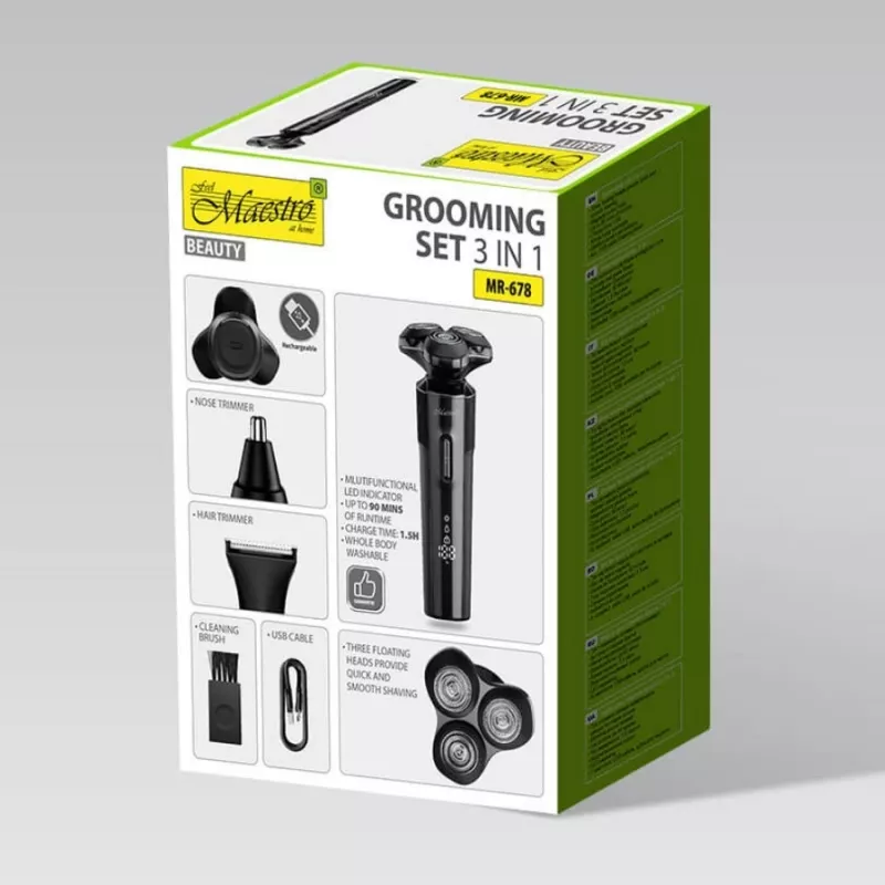 Habemeajamiskomplekt Maestro MR-678 3-in-1 USB 90 min laetav trimmer pardel hooldaja