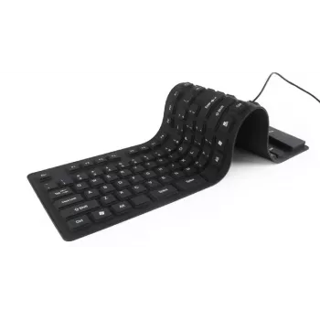 Silikoonklaviatuur USB+PS/2 must