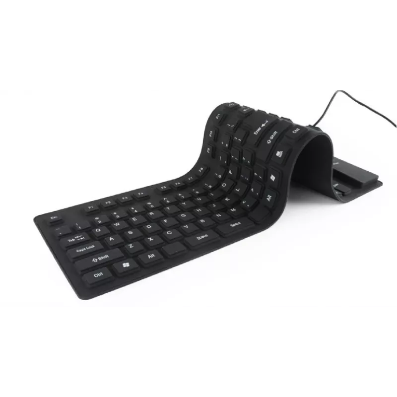 Silikoonklaviatuur USB+PS/2 must