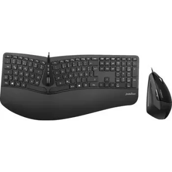 Perixx PERIDUO-505B, DE, klaviatuuri- ja hiirekomplekt, USB-kaabel, ergonoomiline, must (PERIDUO-505B)