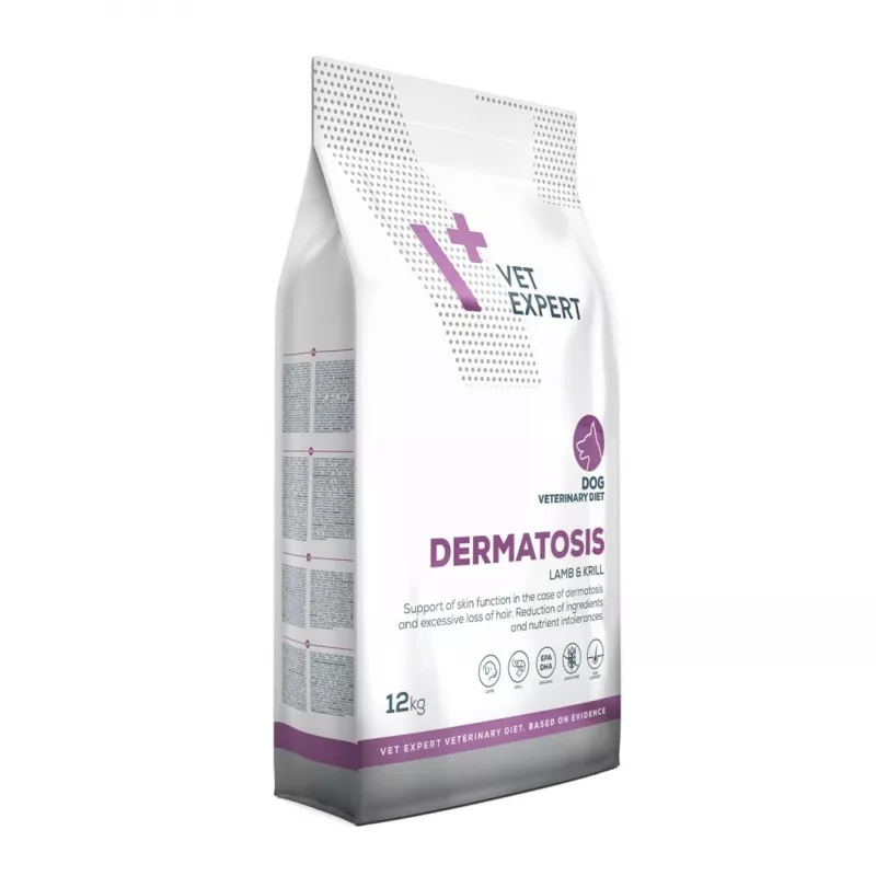 Kuiv koeratoit VETEXPERT Dermatosis Lamb & Krill 12 kg — veterinaardieet nahahaigustele, valk 24%, rasv 17%