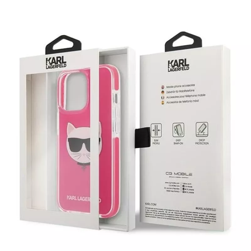 Karl Lagerfeld KLHCP13XTPECPI Iphone 13 Pro Max 6,7 kõva ümbris fuksia/FUSCHIA Choupette pea