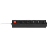 Pikendusjuhe SAVIO LZ-15 — 5 vahelduvvoolupistikut, universaalne pistik, 5 m kaabel, 2500 W, 10 A, must