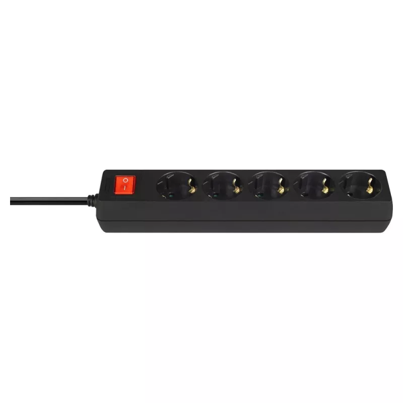 Pikendusjuhe SAVIO LZ-15 — 5 vahelduvvoolupistikut, universaalne pistik, 5 m kaabel, 2500 W, 10 A, must