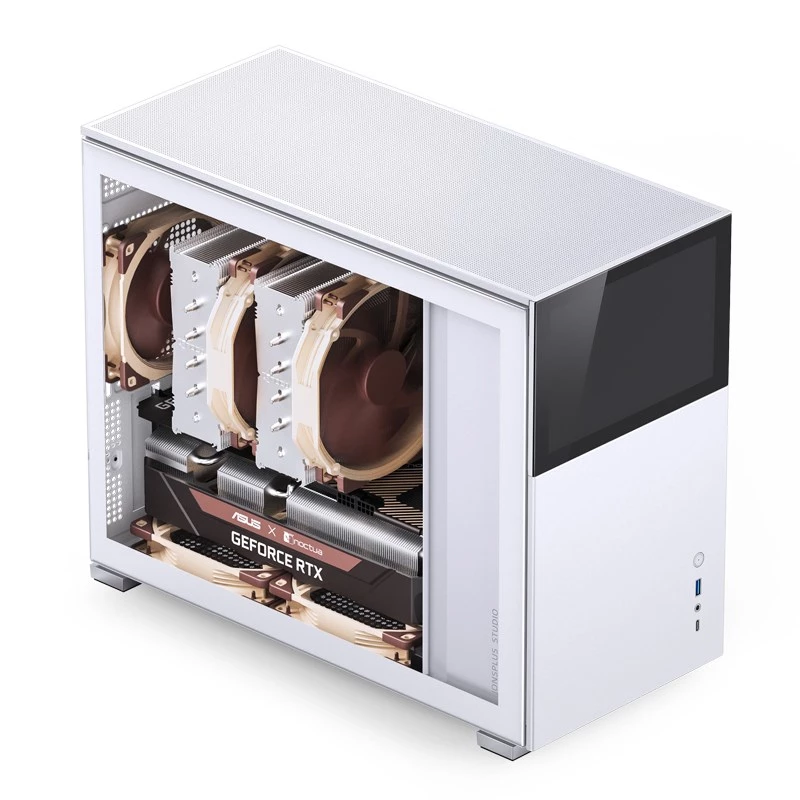 PC-korpus Jonsbo D31 STD Valge — Midi Tower, teras, karastatud klaas, Micro-ATX/ITX/DTX, 2×2,5-tolline + 1×3,5-tolline, GPU kuni 400 mm, CPU jahuti 168 mm