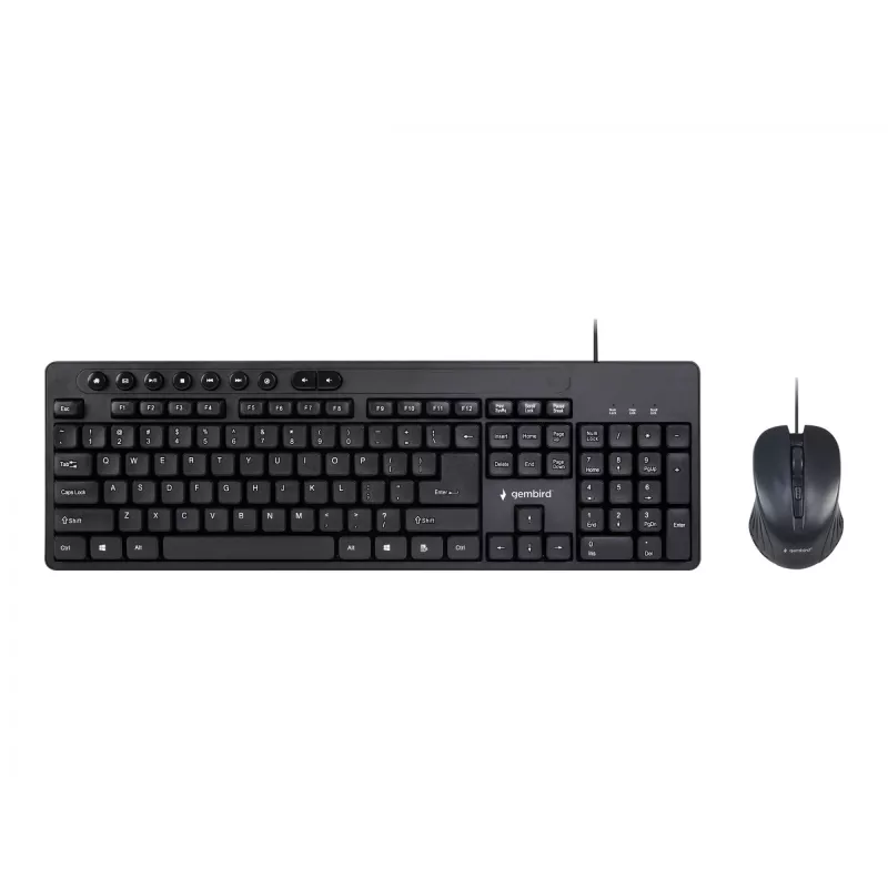 Juhtmega täissuuruses klaviatuur Gembird KBS-UM-04 USB QWERTY US English hiirega, must, 1,5 m kaabel
