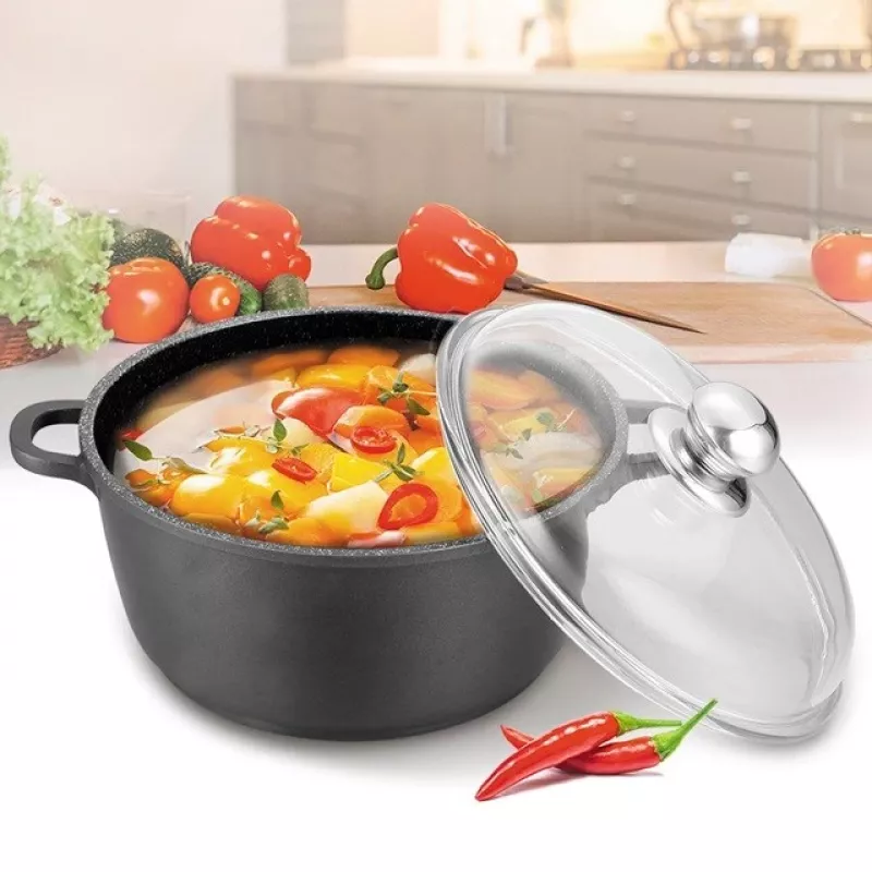 Pott kaanega Maestro MR-4628C, roostevabast terasest nõud, läbimõõt 28 cm, 5,8 L, mittenakkuva pinnaga, 2 käepidet