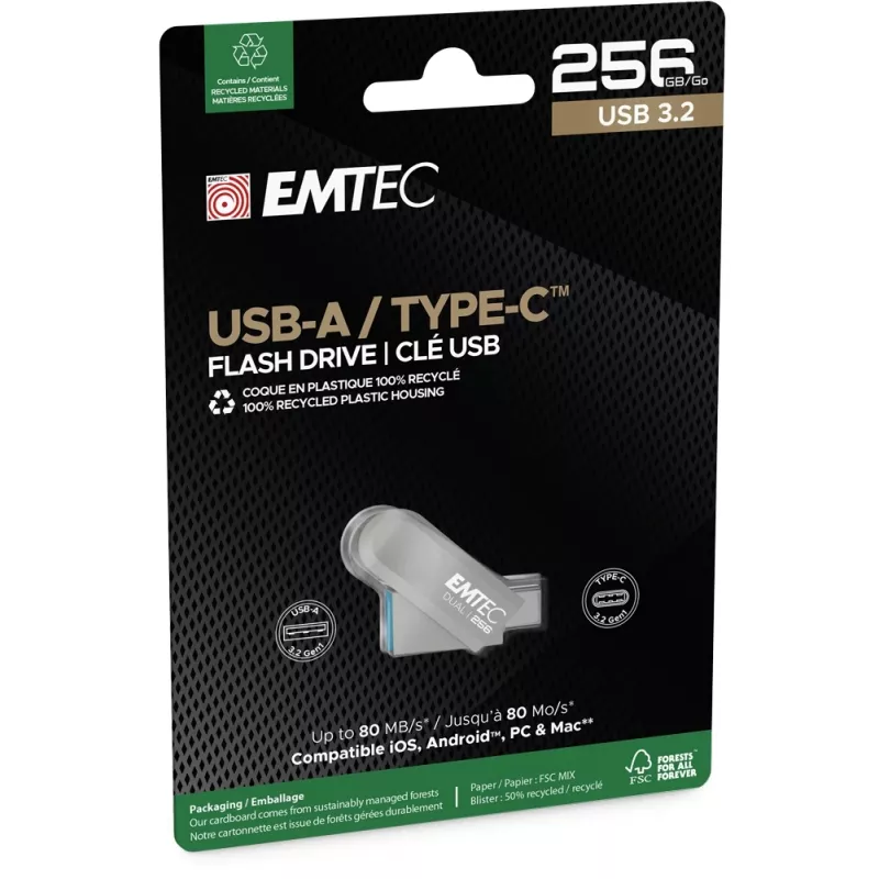 USB-mälupulk Emtec 256GB USB3.2 USB-C Dual D280