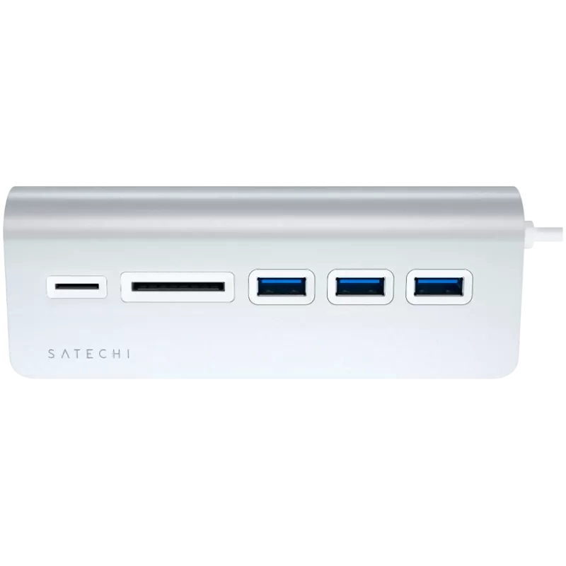 Satechi Type-C Alumiiniumist USB-jaotur ja kaardilugeja, hõbedane, ST-TCHCRS