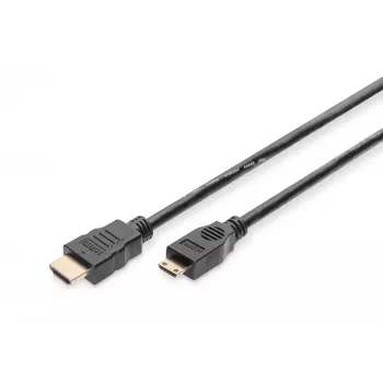 Digitus ASSMANN - Video- / helikaabel - HDMI - 30 AWG - Mini-HDMI, 19 kontaktiga (M) - HDMI, 19 kontaktiga (M) - 3 m - topeltisolatsioon - must (AK-330106-030-S)