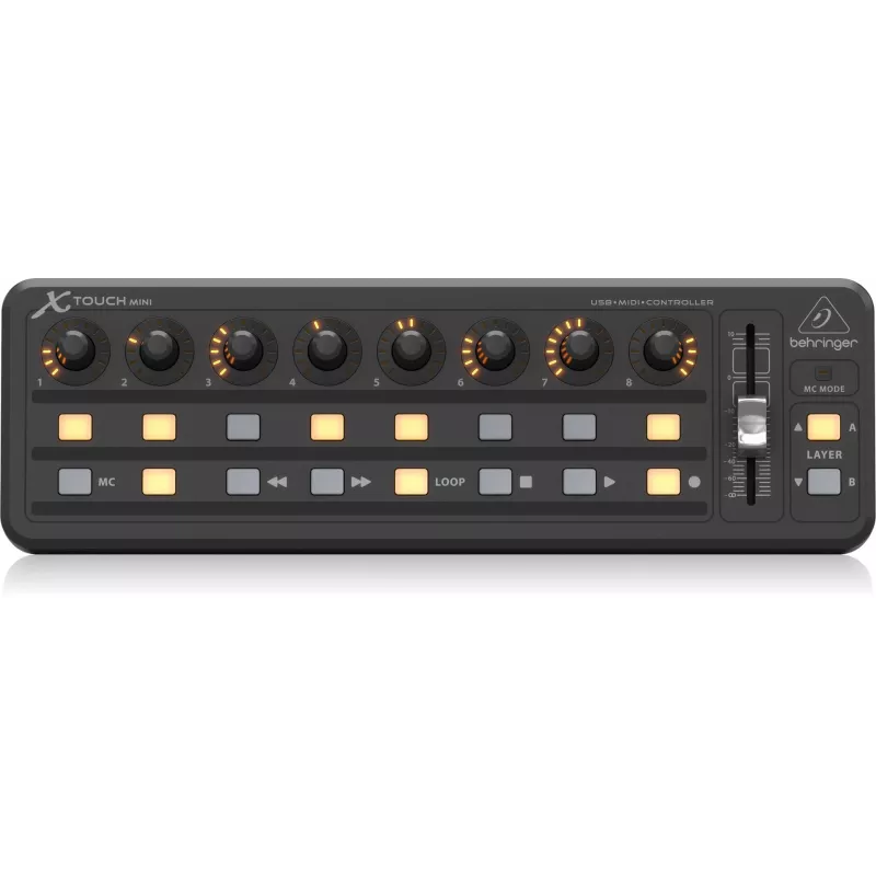 MIDI klaviatuur USB Behringer X-TOUCH MINI juhtimistüüp Nupud Pöördnupud Liugurid